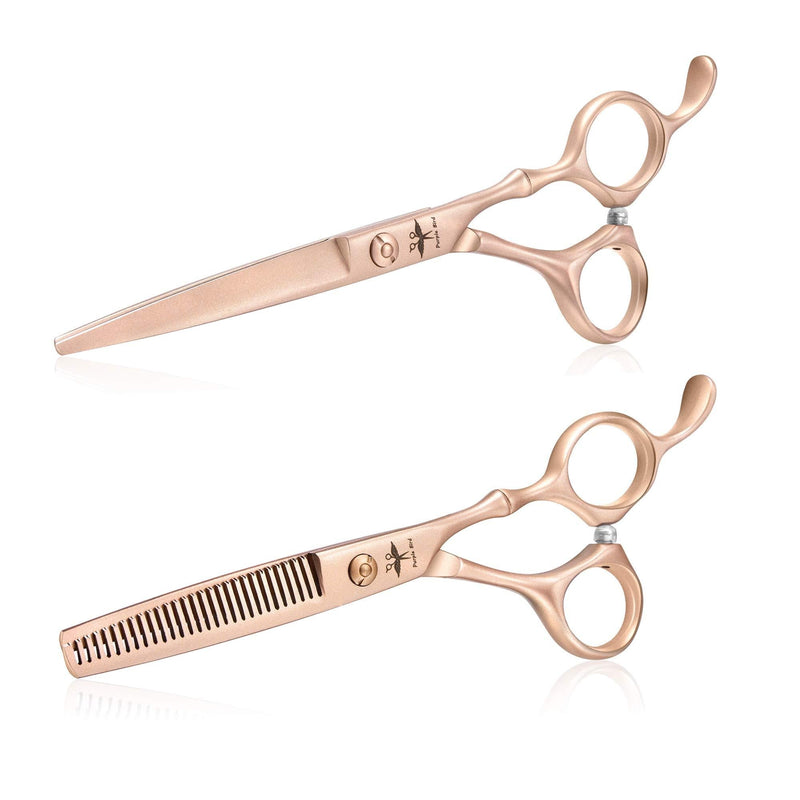 [Australia] - Hair Cutting Scissors Thinning Shear Set Professional Barber 6 inch Texturizing Blending Shear Salon Razor Edge Haircut Styling Kit for Men, Women, and Kids, Japanese Stainless Steel, Rose Gold A-Set 