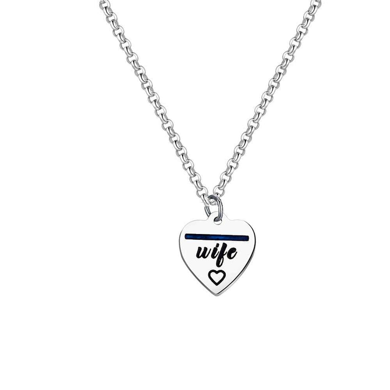 [Australia] - Detailed Thin Blue Line Police Mom Wife Sister Necklace Back The Blue Jewelry 