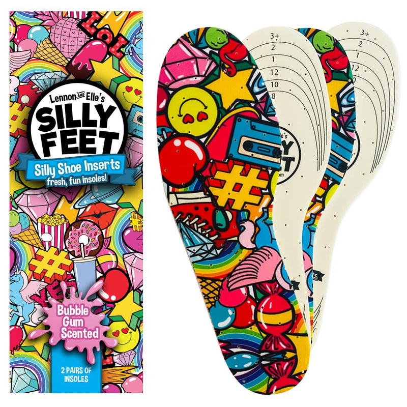 [Australia] - Silly Feet Kids Insoles | Child Replacement Insole Shoe Sole Inserts for Children 2 Pairs ( Bubble Gum ) 