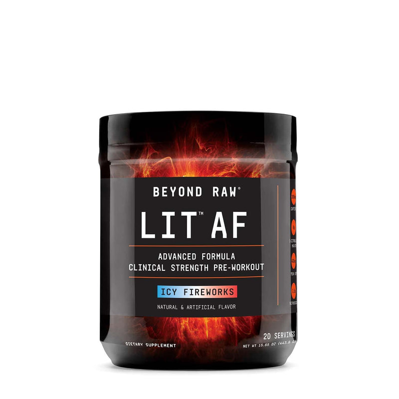 [Australia] - Beyond Raw LIT AF | Advanced Formula Clinical Strength Pre-Workout Powder | Contains Caffeine, L-Citruline, and Nitrosigine | ICY Fireworks | 20 Servings 