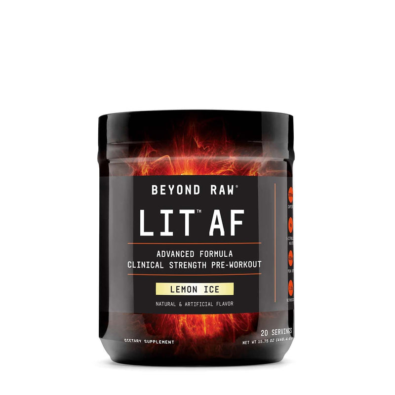 [Australia] - Beyond Raw LIT AF | Advanced Formula Clinical Strength Pre-Workout Powder | Contains Caffeine, L-Citruline, and Nitrosigine | Lemon Ice | 20 Servings 
