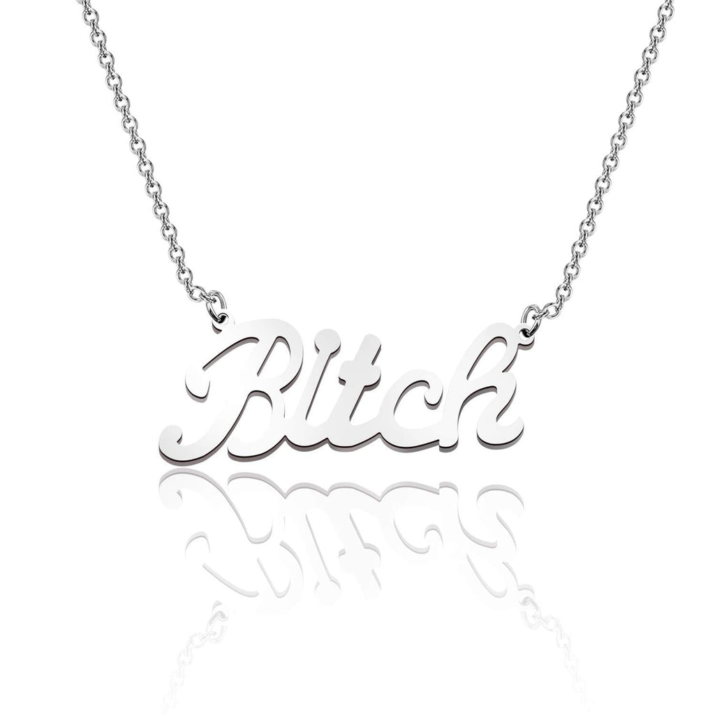 [Australia] - WSNANG Best Friend Necklace Besties Gift Bitch Pendant Necklace Friendship Jewelry BFF Birthday Gift Sister Gift Bitch Necklace 