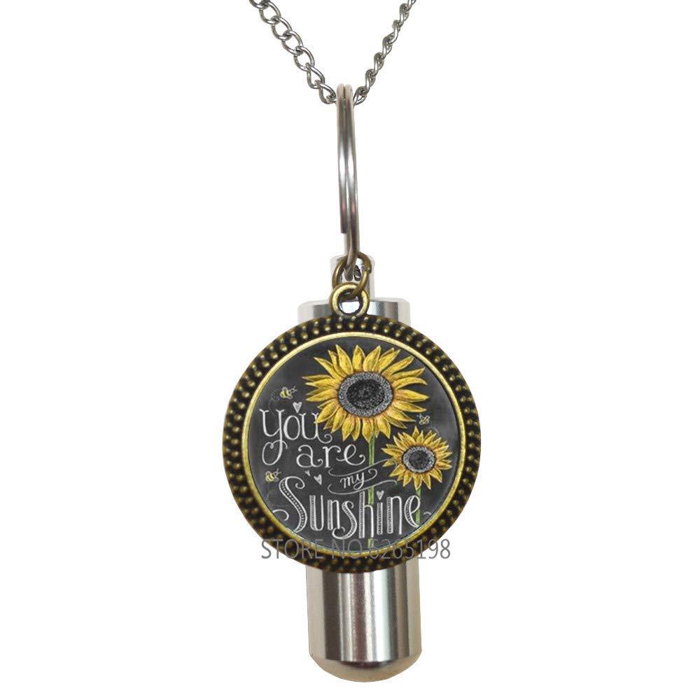 [Australia] - You are My Sunshine URN Cremation URN Necklace,Sunflower URN,Sunflower Jewelry,Minimalist Cremation URN Necklace,Dainty Cremation URN Necklace,N165 