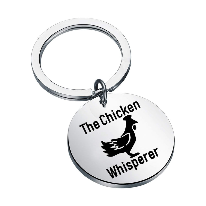 [Australia] - FEELMEM The Chicken Whisper Keychain Chicken Lover Gift Crazy Chicken Lady Gift Country Girl Gift Backyard Farm Keychain Farm Gift for for Farmers Girl Women Mom Wife silver 