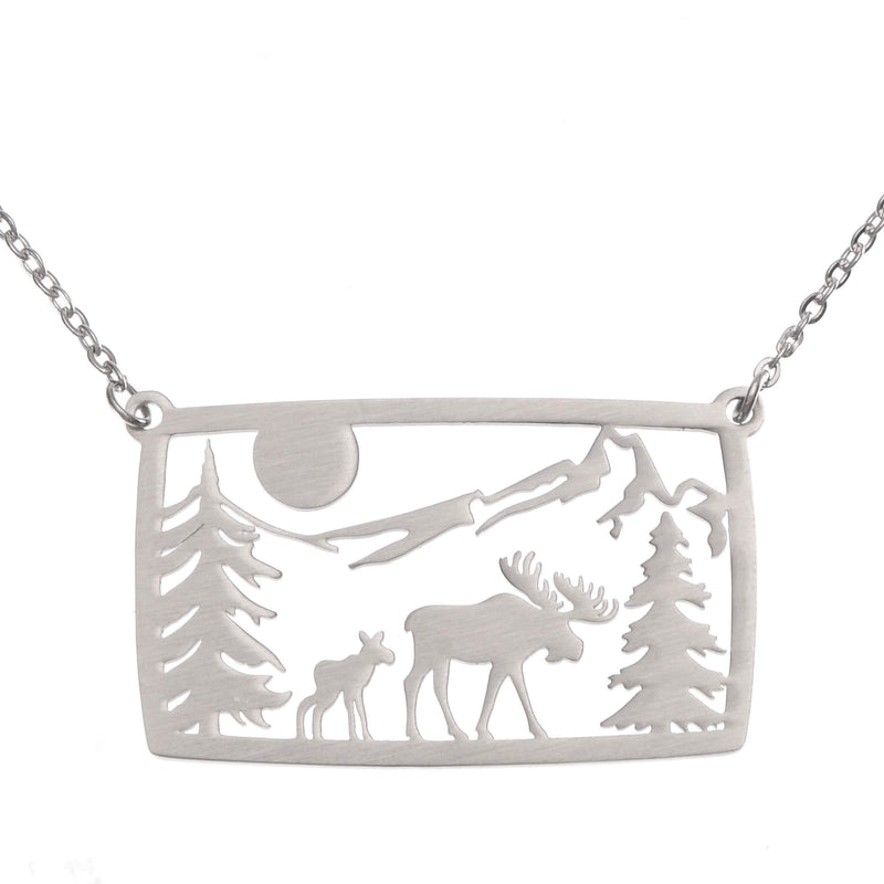 [Australia] - Shag Wear Cedar Paddle Collection of Life Outdoors Necklaces Moose Scene 