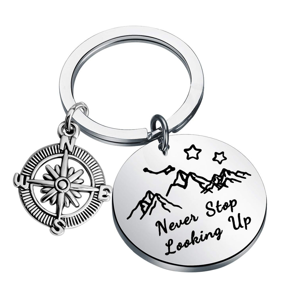 [Australia] - WSNANG Adventure Gift Never Stop Looking Up Keychain Mountains Keychain Outdoor Lovers Mountains Gift for Hiker Backpacker Nature Lover 