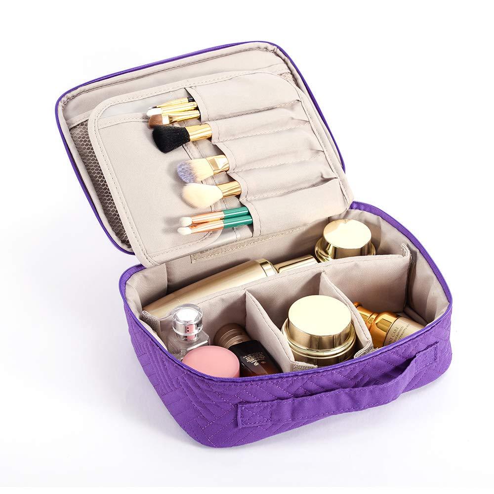 [Australia] - Travel Makeup Bag, WEIBIN Portable Cosmetic Bag Makeup Case Organizer with Handle for Women and Girls – Purple 
