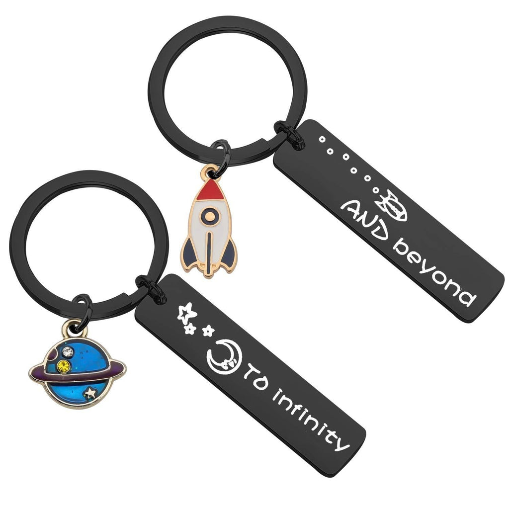 [Australia] - MAOFAED Couples Keychain I Love You to Infinity and Beyond Boyfriend Girlfriend Gift BFF Daughter Son Gift rocket planet blakc 
