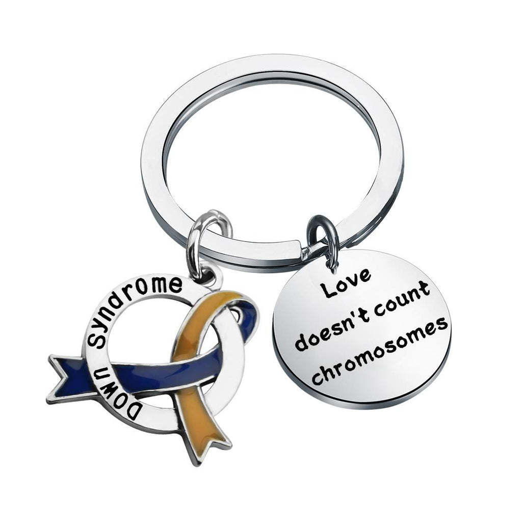 [Australia] - CHOORO Down Syndrome Awareness Gift Blue and Yellow Awareness Love Doesn’t Count Chromosomes Down Syndrome Keychain Down Syndrome Jewelry 