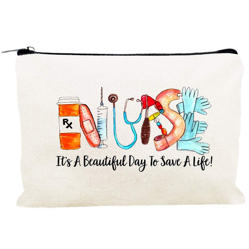 [Australia] - Kimoli Gifts for Nurses Nurse Gifts for Women Makeup Bag Canvas Cosmetic Bag Cute Pouch for Purse (Style-D) Style-D 