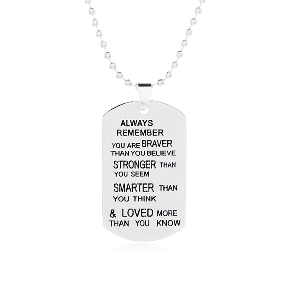 [Australia] - ROSTIVO Inspiration Gifts for Men Women Teen Boys and Girls Always Remember You are Braver Than You Believe Necklace 