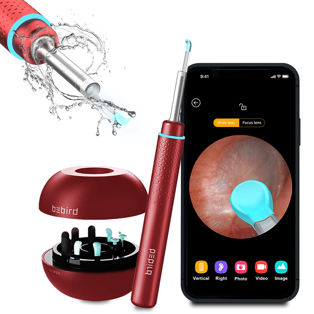 [Australia] - BEBIRD M9 Pro Ear Wax Removal Tool, Wireless Ear Endoscope Camera 1080P FHD with 6 LED Light, Waterproof 3.5mm Ultra-Thin Ear Scope Temperature Control for All Mobile Devices (Red) Red 