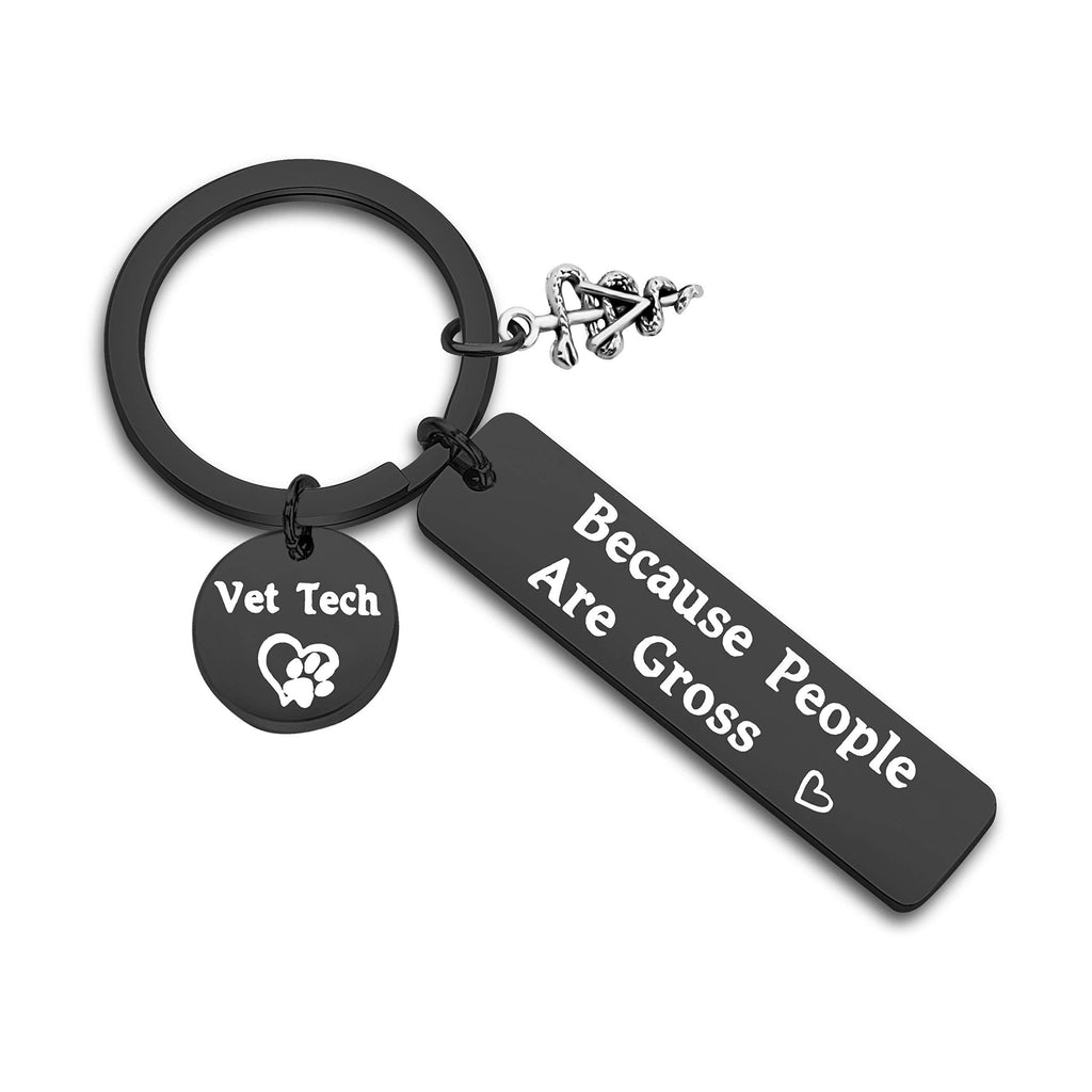 [Australia] - MAOFAED Vet Techs Gift Funny Veterinary Technician Gift Because People are Gross Veterinarian Keychain Vet Student Gift Veterinarian Graduation Gift because people are gross black 