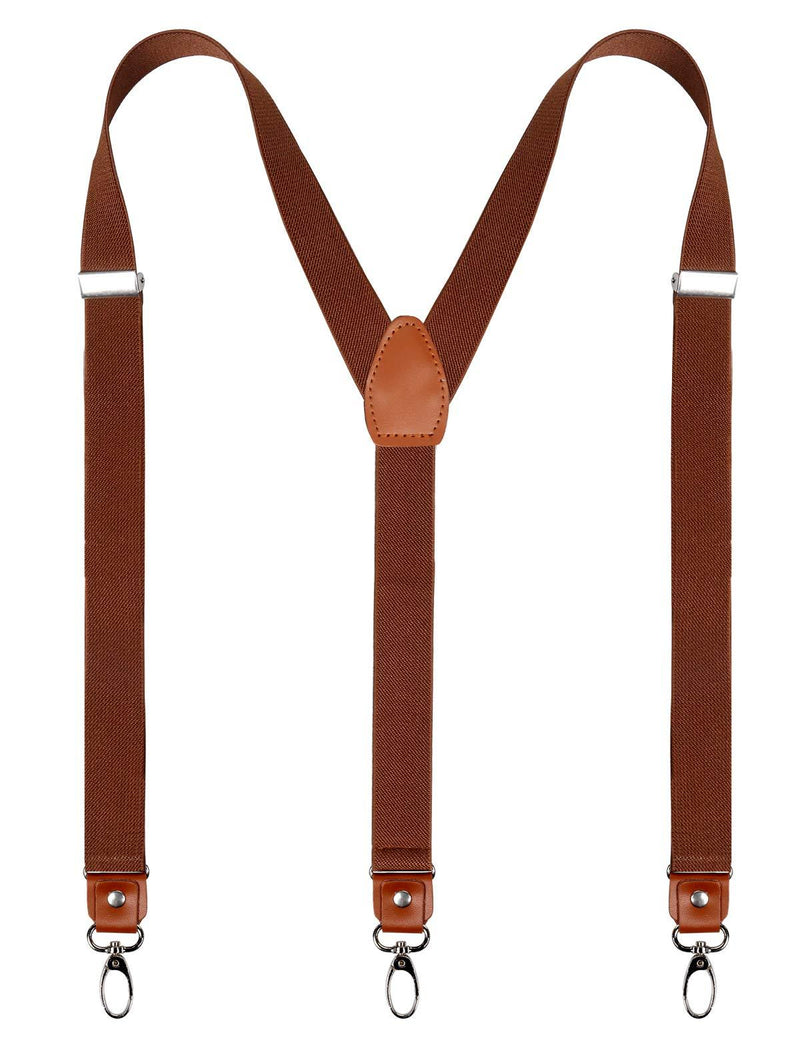 [Australia] - Alizeal Mens 1 Inch Suspender with Leather Joint and 3 Swivel Hooks Coffee 43.7"(L)*1"(W) 