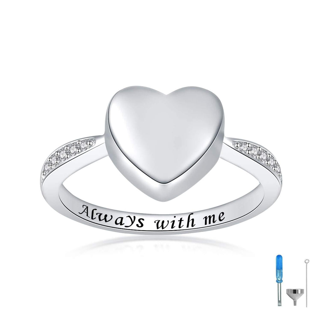 [Australia] - BEILIN Hold Loved Ones urn Ring 925 Sterling Silver Always with me Heart Cremation Urn Ring for Ashes for Women 7 
