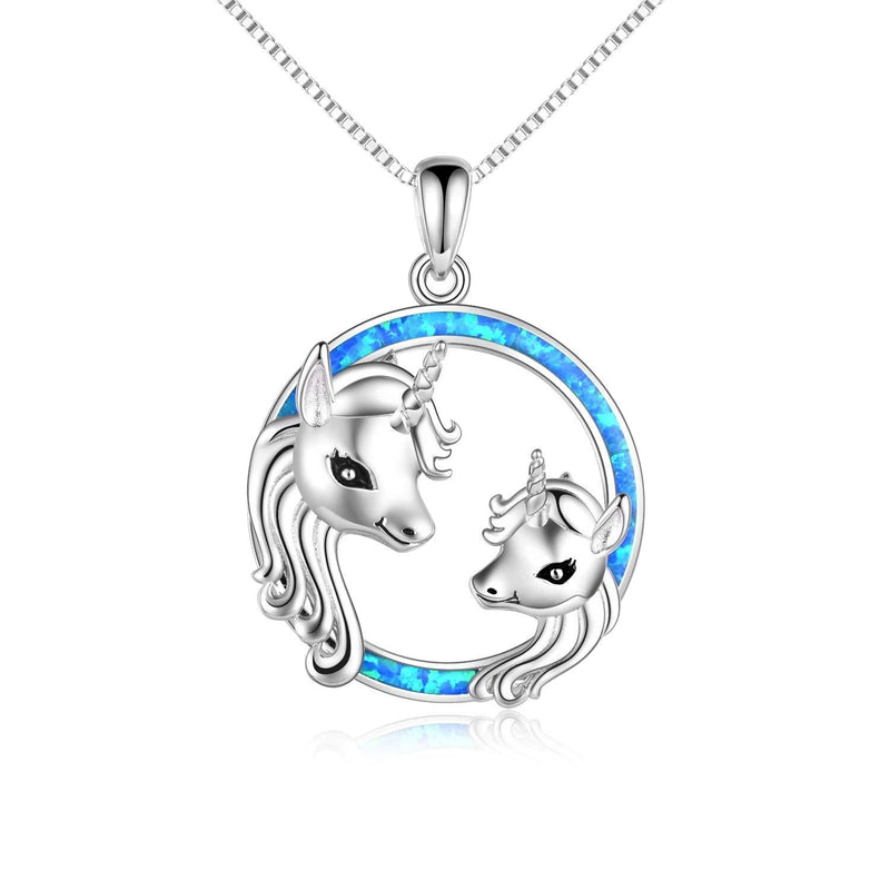 [Australia] - LUHE Unicorn Necklace Opal Unicorn Necklace Pendant Jewelry Gifts for Girls Best Friend Granddaughter Christmas Birthday Gifts Blue Unicorn necklace 