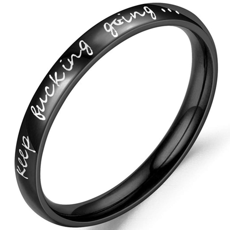 [Australia] - Stainless Steel Stackable Keep Fucking Going Inspirational Graduation Ring Black 5 