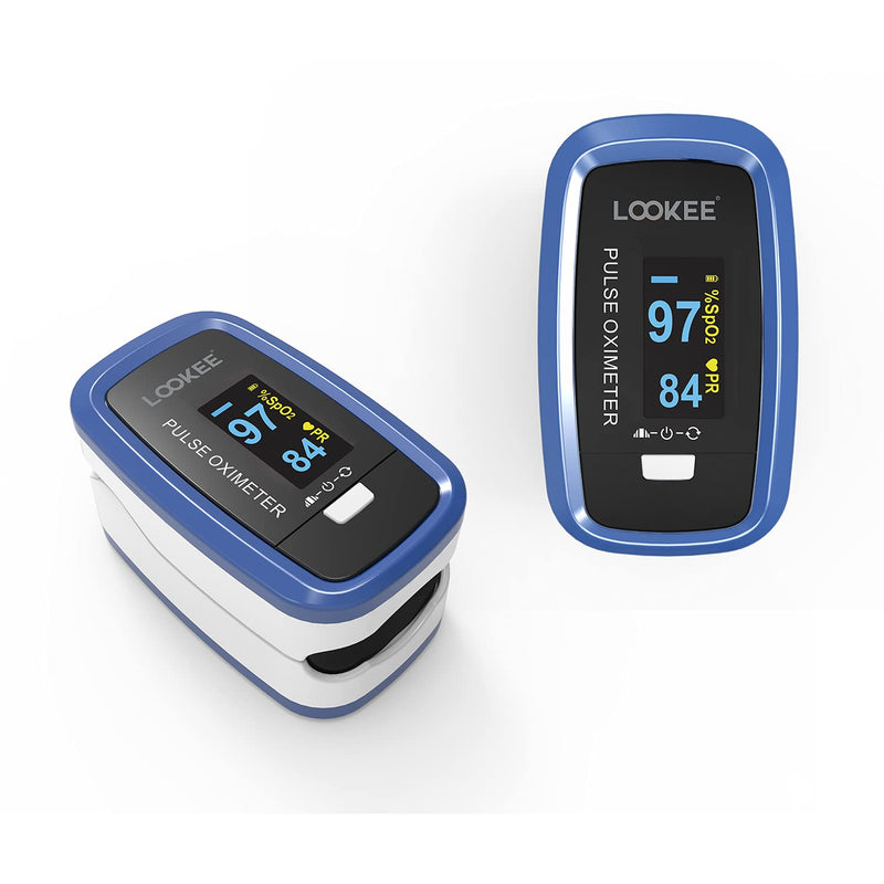 [Australia] - LOOKEE LK50D1A Deluxe Fingertip Pulse Oximeter | Finger SpO2 Blood Oxygen Saturation Monitor with Auto Rotate OLED Display, Plethysmograph Waveform and Pulse Graph | Batteries and Lanyard Included 