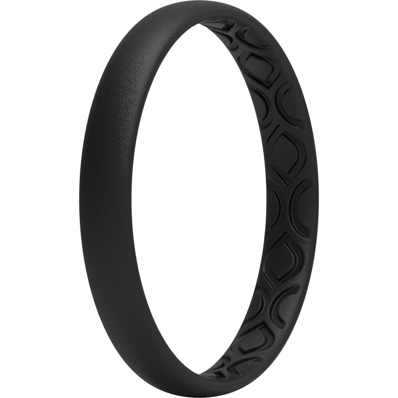 [Australia] - ThunderFit Women Breathable Air Grooves Silicone Wedding Ring Wedding Bands 3mm Width - 1.5mm Thickness - 12 Rings / 8 Rings / 4 Rings / 1 Ring 1 Ring - Black 3.5 - 4 (14.9mm) 
