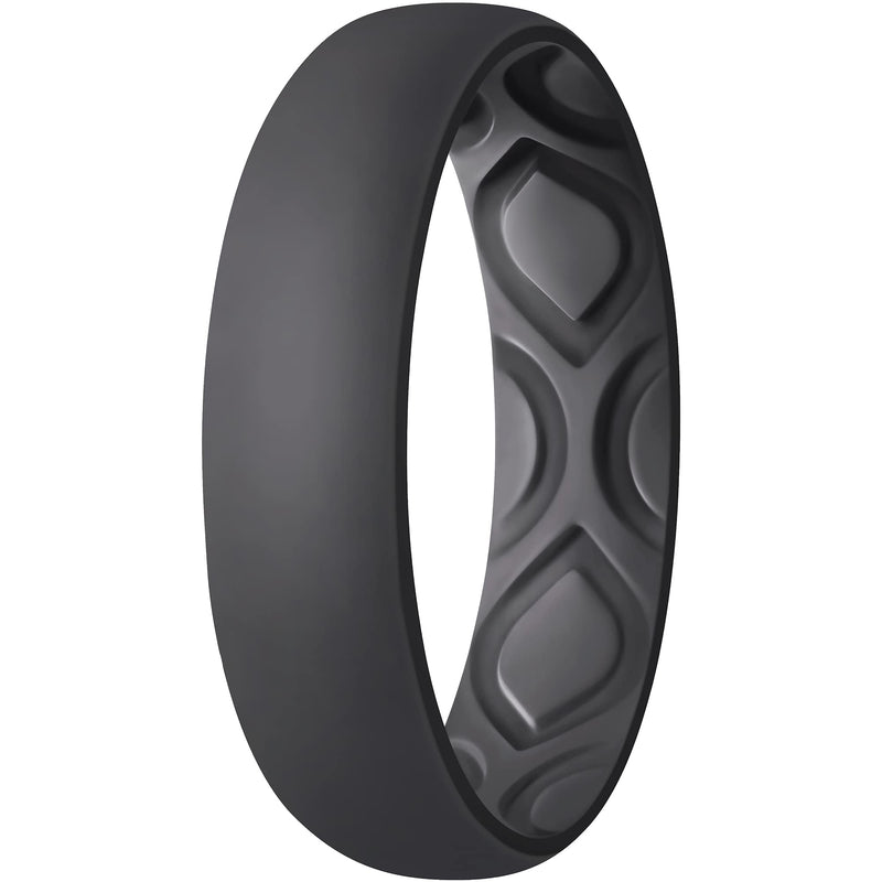 [Australia] - ThunderFit Women Breathable Air Grooves Silicone Wedding Ring Wedding Bands 5.5mm Black 11.5 - 12 (21.3mm) 