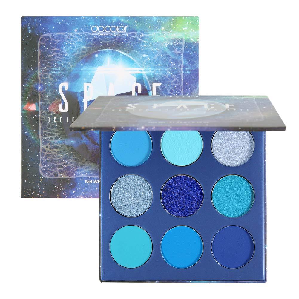 [Australia] - Docolor Eyeshadow Palette 9 Colors Gemstone Shadow Palette Highly Pigmented Mattes Shimmers Naked Smokey Glitter Cream Colorful Powder Blendable Long Lasting Waterproof Makeup Palette-Blue Blue 