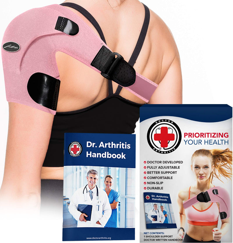 [Australia] - Doctor Developed Shoulder Support / Shoulder Strap / Shoulder Brace [Single] & Doctor Written Handbook - Relief for Shoulder Injuries, for both left & right (Pink) Pink 