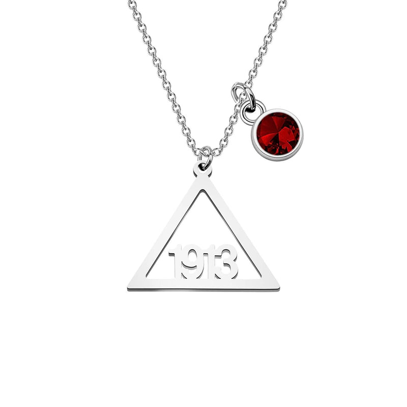 [Australia] - BAUNA Delta Sigma Theta 1913 Necklace Red Rhinestones DST Necklace Jewelry for Sorority Girls 