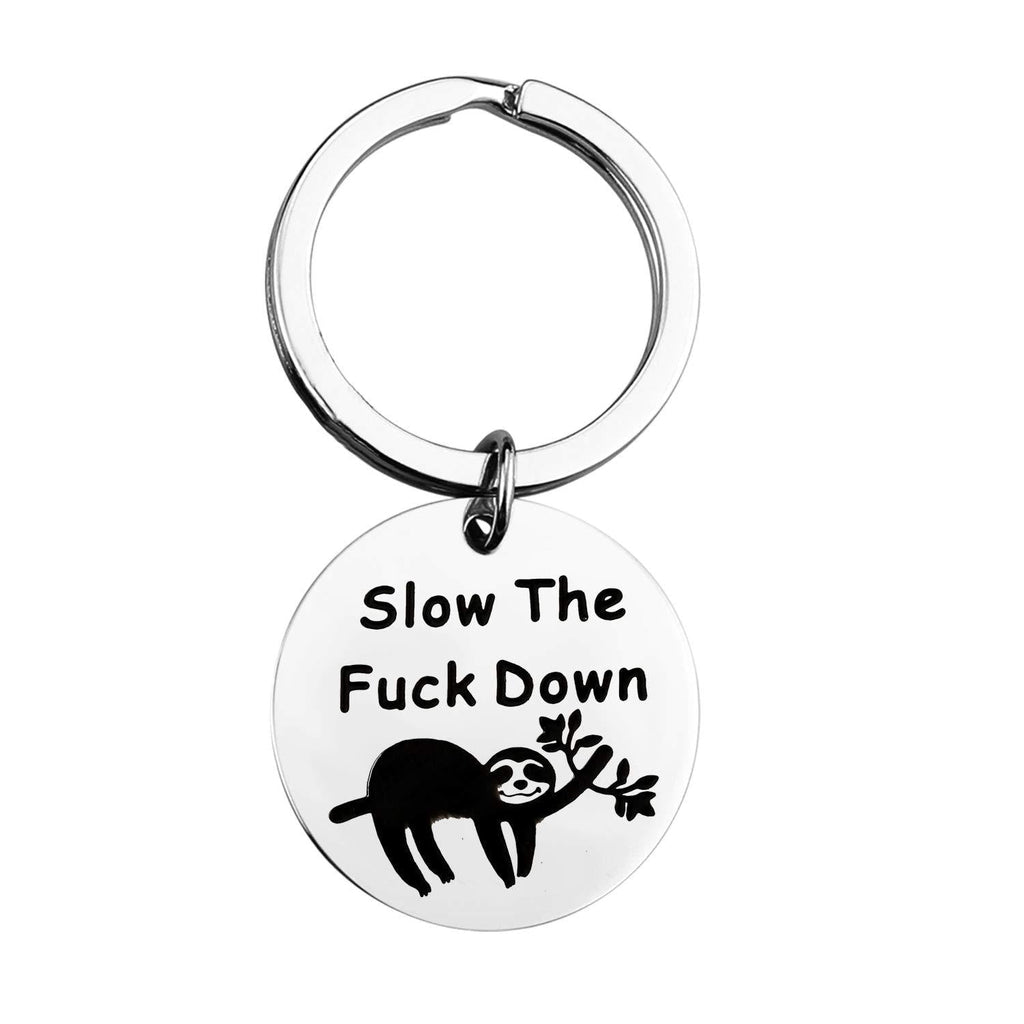 [Australia] - BLEOUK Funny Sloth Gift Cute Animal Sloth Quote Keychain Slow The Fuck Down Sloth Lover Gift Sloth Slow Down 