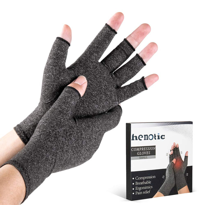 [Australia] - HENOTIC Arthritis Compression Gloves for Women Men, Fingerless Breathable & Moisture Wicking Compression Gloves for Relieving Carpal Tunnel Aches, Rheumatoid Pains, Joint Swell One Pair Small (1 Pair) 