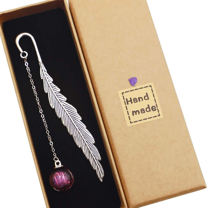 [Australia] - Toirxarn Metal Feather Bookmark, 12 Constellation Themed Fluorescent Pendants, Gifts for Girls, Boy Friends and Readers.(Pink Scorpio) Pink Pendant Ball 