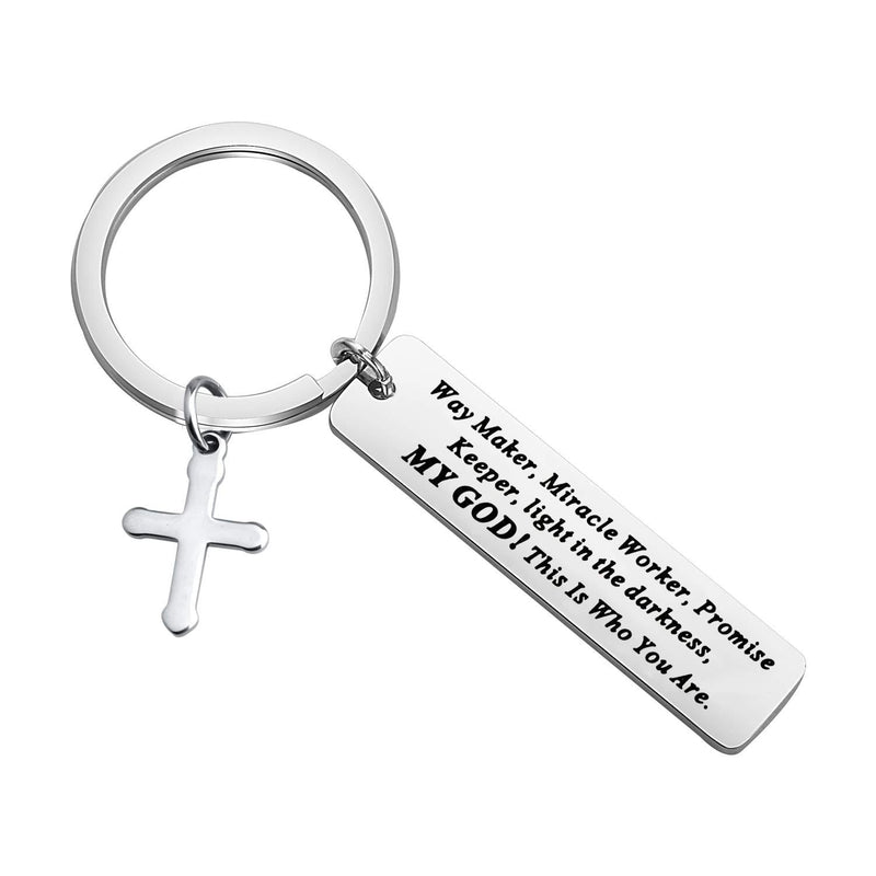 [Australia] - CHOORO Christian Gift Way Maker Song Gift Way Maker Miracle Worker Promise Keeper My God That is Who You are Keychain Isaiah 42:16 Gift MY GOD keychain 