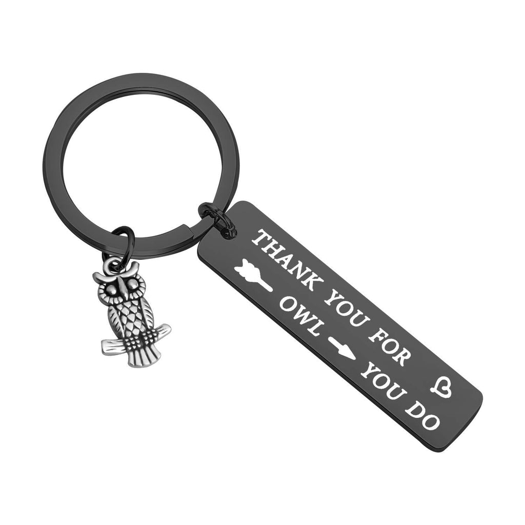 [Australia] - TIIMG Owl Gift Thank You Gift Appreciation Gift Thank You for All You Do Owl Keychain for Nurse Babysitter Social Worker Volunteer Teacher Coach Thank you for owl black 