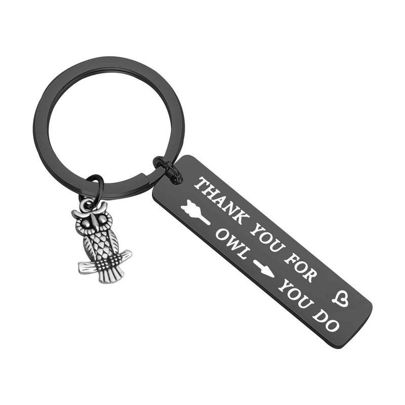 [Australia] - TIIMG Owl Gift Thank You Gift Appreciation Gift Thank You for All You Do Owl Keychain for Nurse Babysitter Social Worker Volunteer Teacher Coach Thank you for owl black 