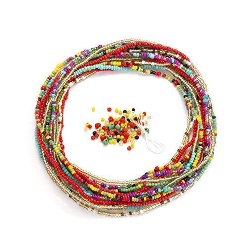[Australia] - Waist Beads for Weight Loss Stretchy African Waist Beads for Women Belly Beads Chain Plus Size with String and Charms Multicolor 31.5 Inches 