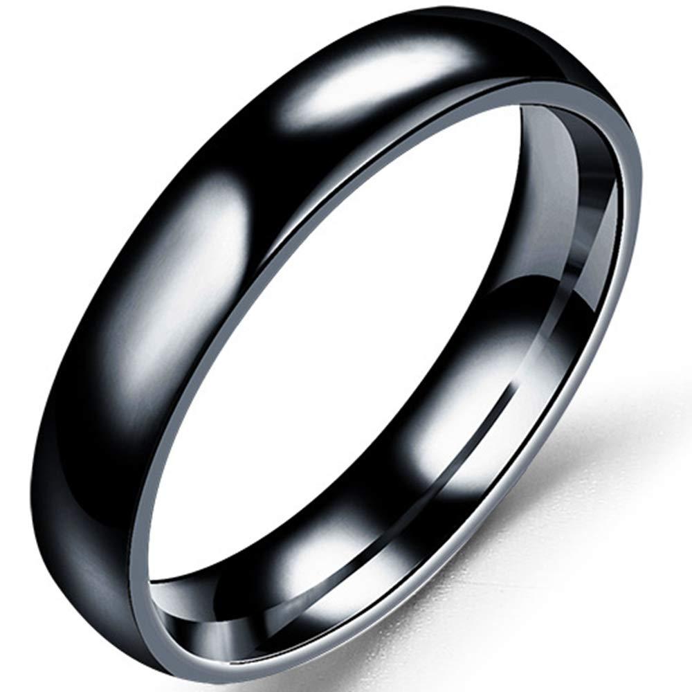 [Australia] - 4mm Stainless Steel Classical Simple Plain Dome Style Wedding Band Ring Black 5 