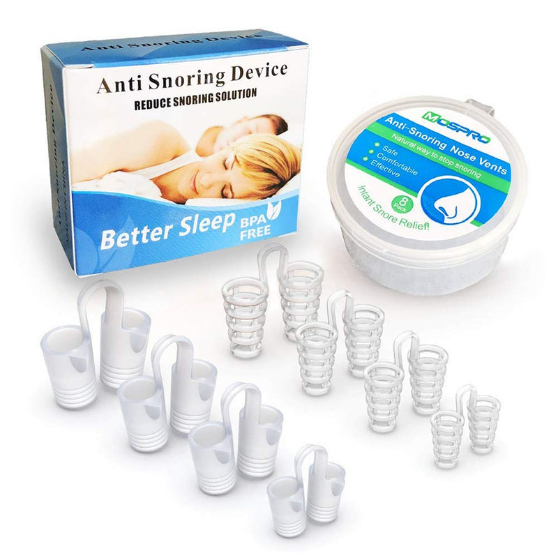 [Australia] - 8 Pack Nose Vents to Ease Breathing Anti Snoring Nose Vents with Different Size Breathing Relief Nasal Dilator Includes Travel Case 
