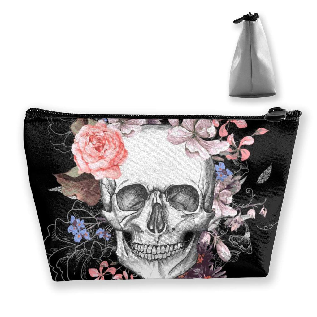 [Australia] - Skull And Flowers Day of The Dead Cosmetic Bag Portable Travel Makeup Toiletry Pouch Brush Accessories Organizer Storage Hand-held Coin Purse Pencil Cases with Zipper for Men Women Skull And Flowers Day Of The Dead 