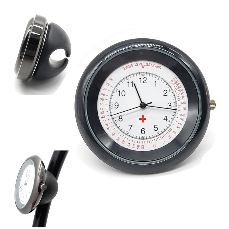[Australia] - Nurse Stethoscope Watch with Second Hand - Black - Attaches Directly to Stethoscope for All Medical Professionals 