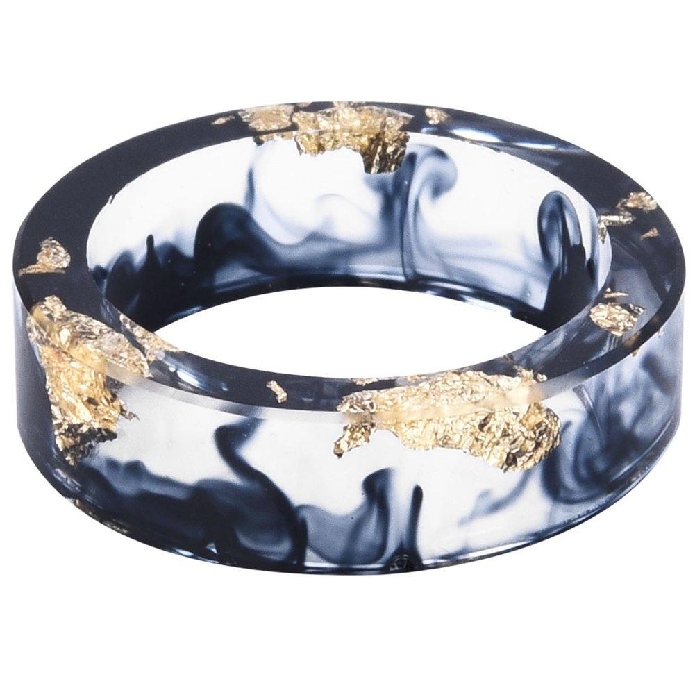 [Australia] - 8mm Ocean Style Transparent Plastic Resin Wedding Band Cocktail Party Ring Black 5 