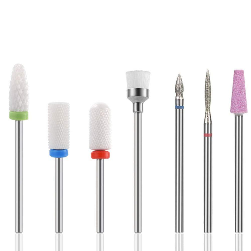 [Australia] - Ocim 7pcs Nail Drill Bits for Acrylic Nails, Professional Ceramic 3/32 Efile Nail Drill Bit, Fine Grit Nail File Drill Bits Set for Gel Nails Cuticle 