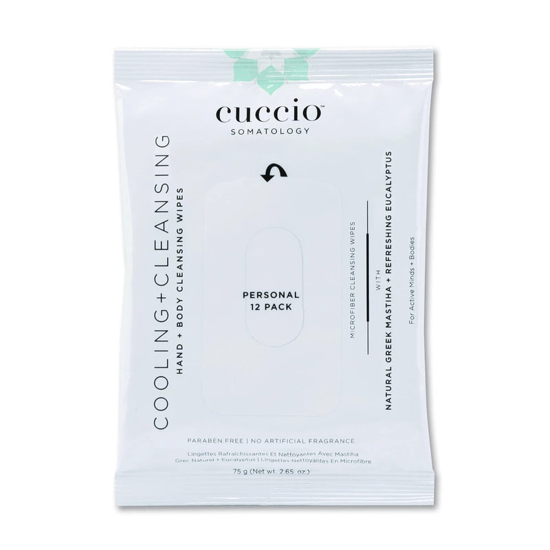 [Australia] - Cuccio Somatology Cooling and Cleansing Active Body Wipes - Get Clean and Cool Pre and Post Workout - With Greek Mastiha and Refreshing Eucalyptus - Paraben Free, No Artificial Fragrance - 12-Pack 