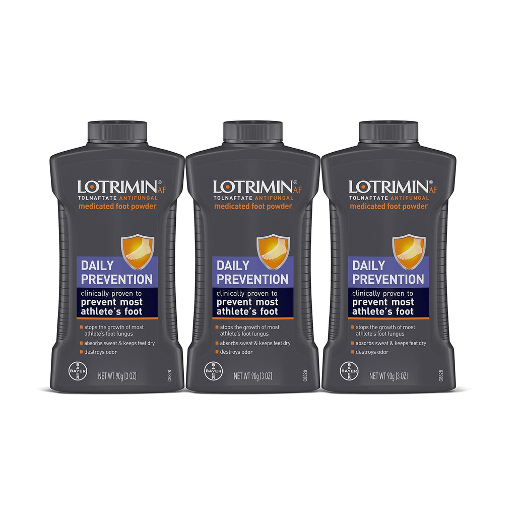 [Australia] - Lotrimin AF Athlete's Foot Daily Prevention Medicated Foot Powder, Tolnaftate Antifungal, Clinically Proven Prevention of Most Athlete's Foot, 3 Ounce (90 Grams) Bottle (Pack of 3) 