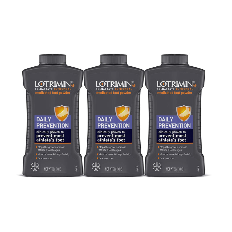 [Australia] - Lotrimin AF Athlete's Foot Daily Prevention Medicated Foot Powder, Tolnaftate Antifungal, Clinically Proven Prevention of Most Athlete's Foot, 3 Ounce (90 Grams) Bottle (Pack of 3) 