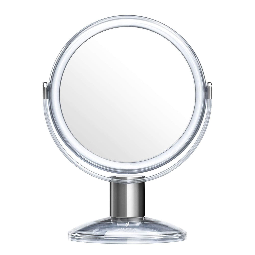 [Australia] - Beautifive Makeup Mirror, Double Sided Vanity Mirror with 1x/7x, Tabletop Magnifying Mirror, Swivel Round Mirror with 360°Rotation, Bathroom Mirror，Transparent 