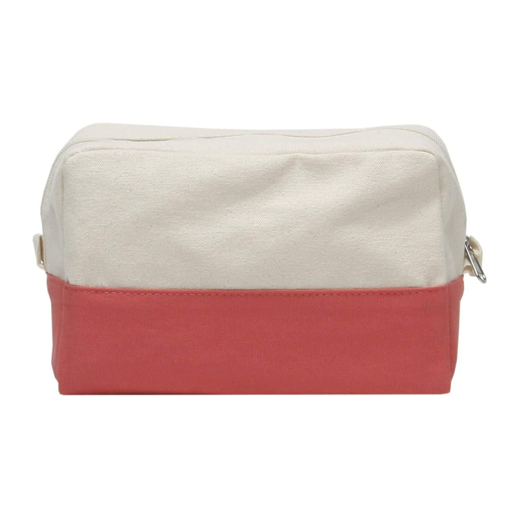 [Australia] - Tag&Crew Natural Color Travel Kit Small, Made of 15 oz. Canvas, Size 6"H x 9"W x 3.75"D Inches - Natural White/Coral Coral Pink 