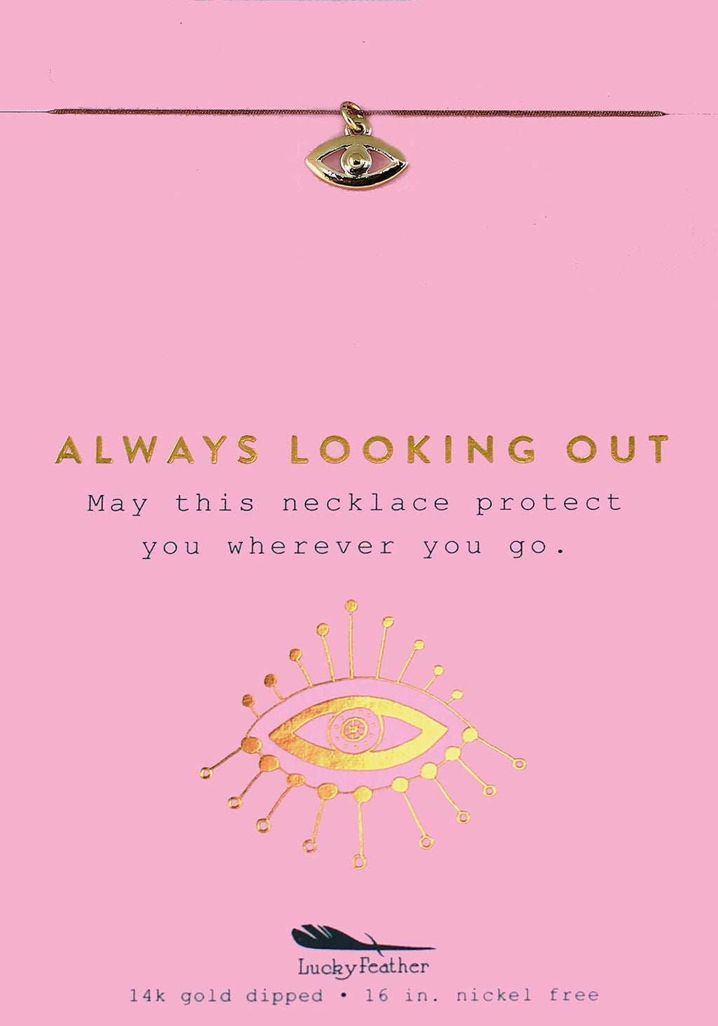 [Australia] - Lucky Feather Evil Eye Necklace for Women - 14k Gold Dipped Dainty Evil Eye Charm Jewelry, Presented on Sentimental Message Card Makes an Ideal Gift for Women and Teen Girls 