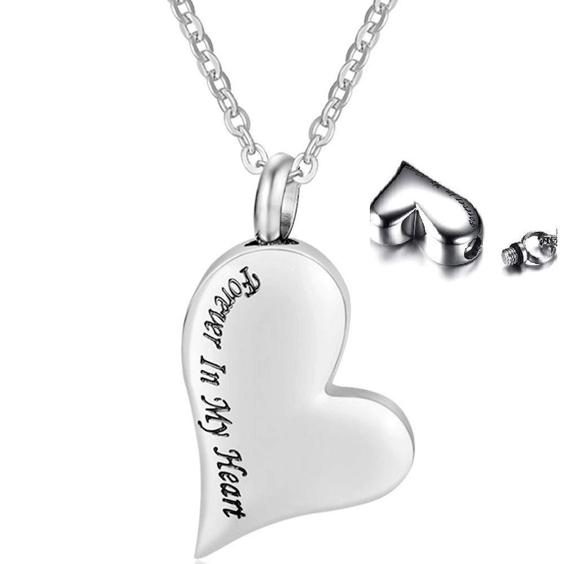 [Australia] - Jude Jewelers Stainless Steel Heart Shaped Loved One Memorial Cremation Ash Urn Pendant Necklace Silver 