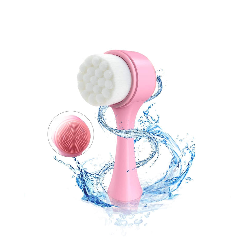 [Australia] - Face Brush, Facial Cleaning Brush Scrubber Silicone Manual Dual Face Wash Brush for Deep Pore Exfoliation Wash Makeup light pink 