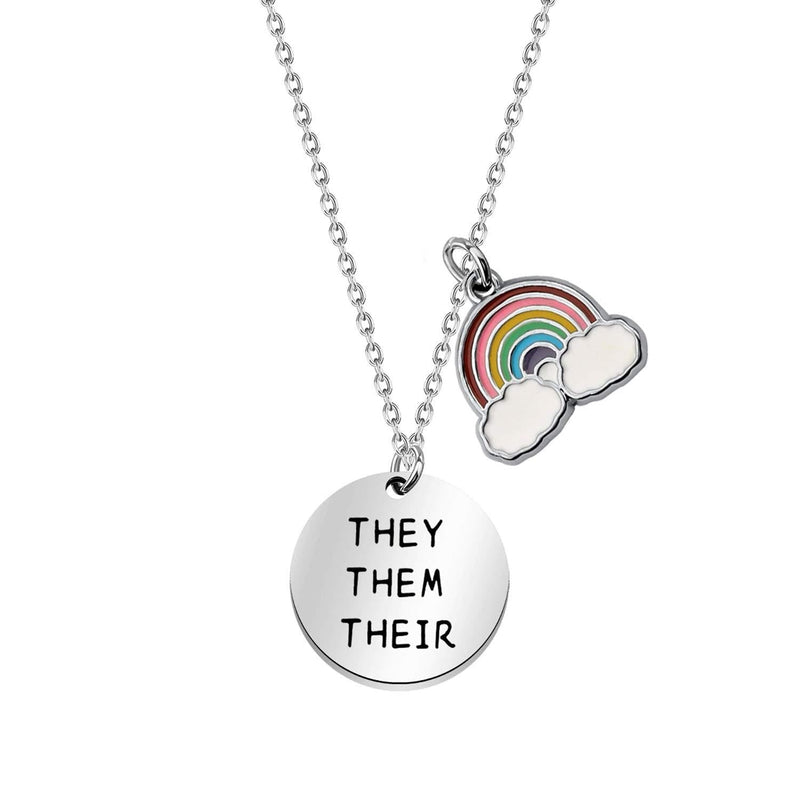 [Australia] - CYTING They Them Their Pronoun Gender Identity Transgender Necklace LGBTQ LGBT Jewelry Gay Lesbian Gift For Transitioning Friends 