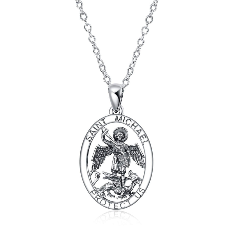 [Australia] - YFN St Christopher Medal Necklace,Sterling Silver Medallion Travel Pendant Necklace St. Michael 